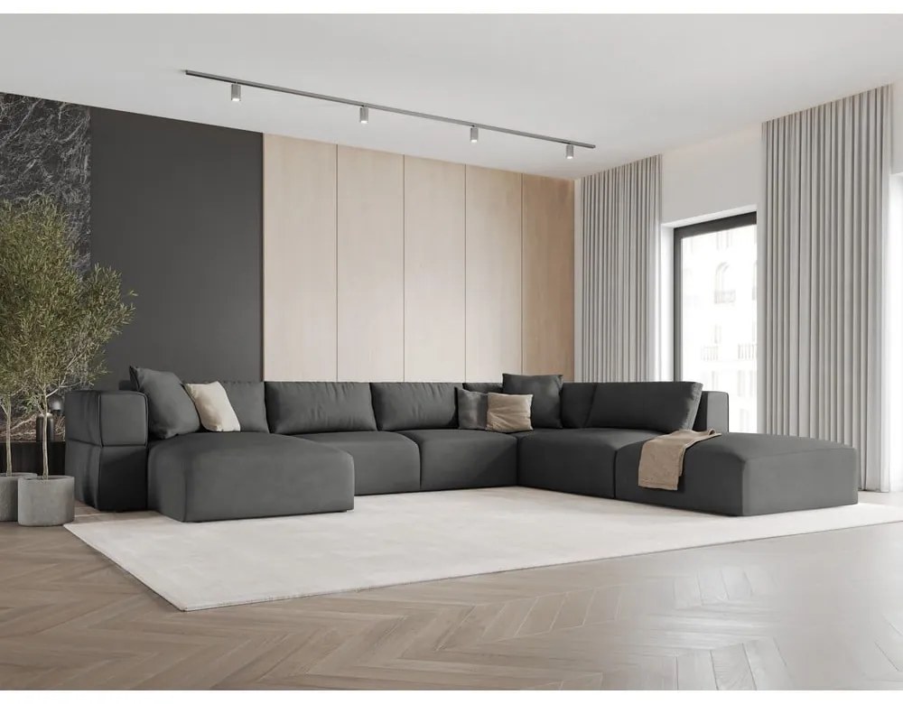 Тъмносив ъглов U-образен диван, десен ъгъл Esther – Milo Casa