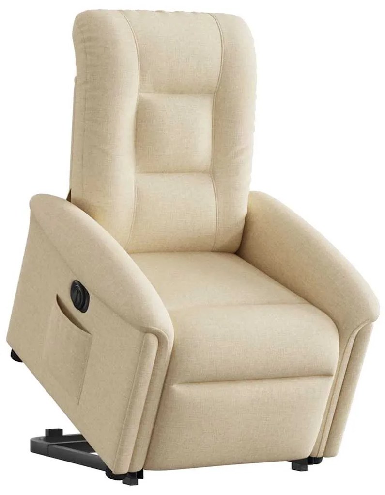 3303282 vidaXL Електрически изправящ реклайнер стол, кремав, текстил