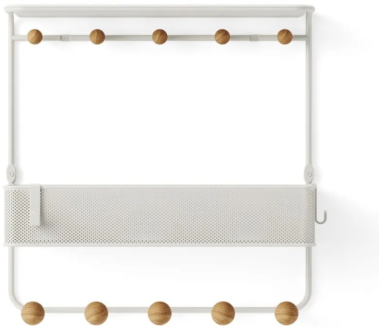 Бяла метална стенна закачалка с рафт Estique - Umbra