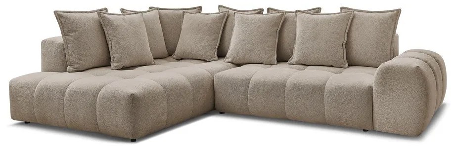 Кафяво-сив шенилов сгъваем/с място за съхранение ъглов диван (ляв ъгъл/L форма) Everest – Bobochic Paris