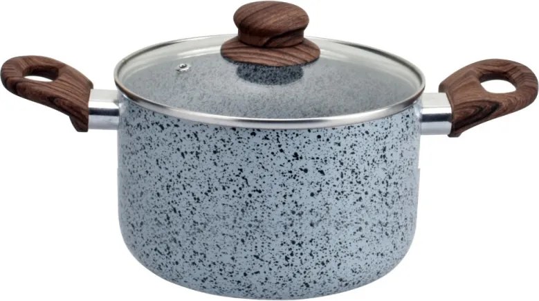 Тенджера Oliver Voltz Siena OV51318J26, 26 см, 6.1L, Мраморно покритие, Индукция, Меки дръжки, Сив/кафяв