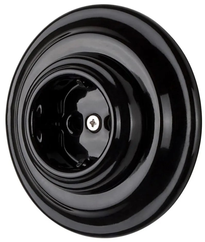 Bohemia-Design - Порцеланова ретро стенна розетка с рамка SCHUKO 250V/16A, черна