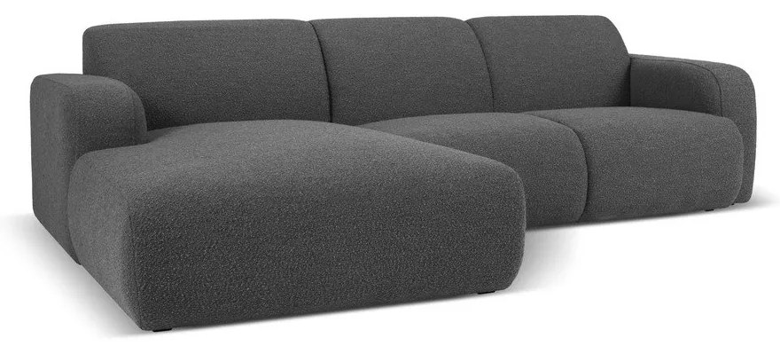 Тъмносив ъглов диван от плат букле (ляв ъгъл) Molino - Micadoni Home