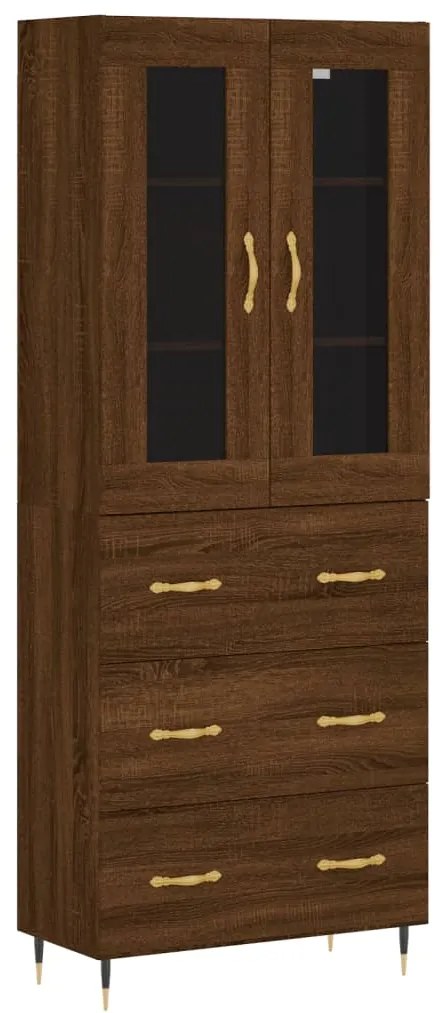 3198392 vidaXL Висок шкаф, кафяв дъб, 69,5x34x180 см, инженерно дърво
