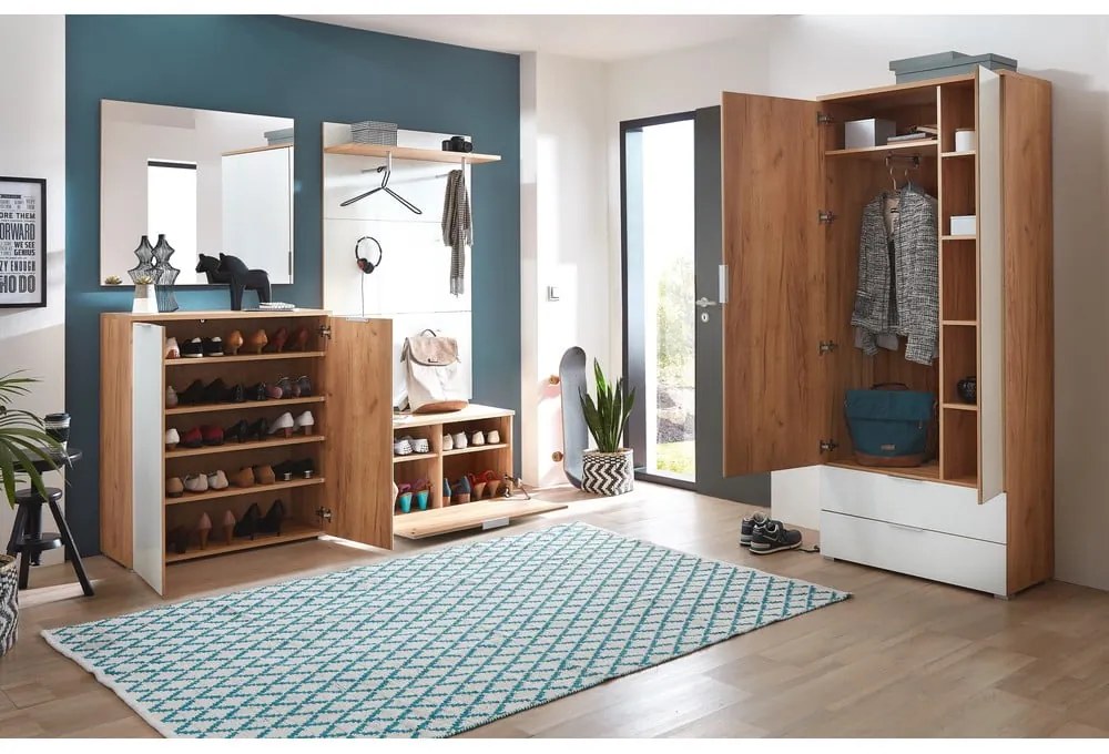 Бял шкаф за обувки в дъбов декор Telde - Germania