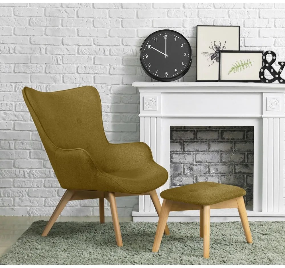 Зелен фотьойл с табуретка Niko – Ropez