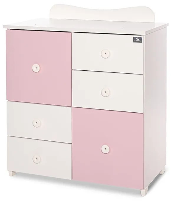 LORELLI Classic Шкаф с повивалник БЯЛО/ ORCHID PINK