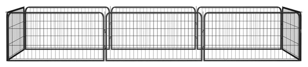 Заграждение за куче черно 8 панела 100x50 см прахово боядисано Rogan