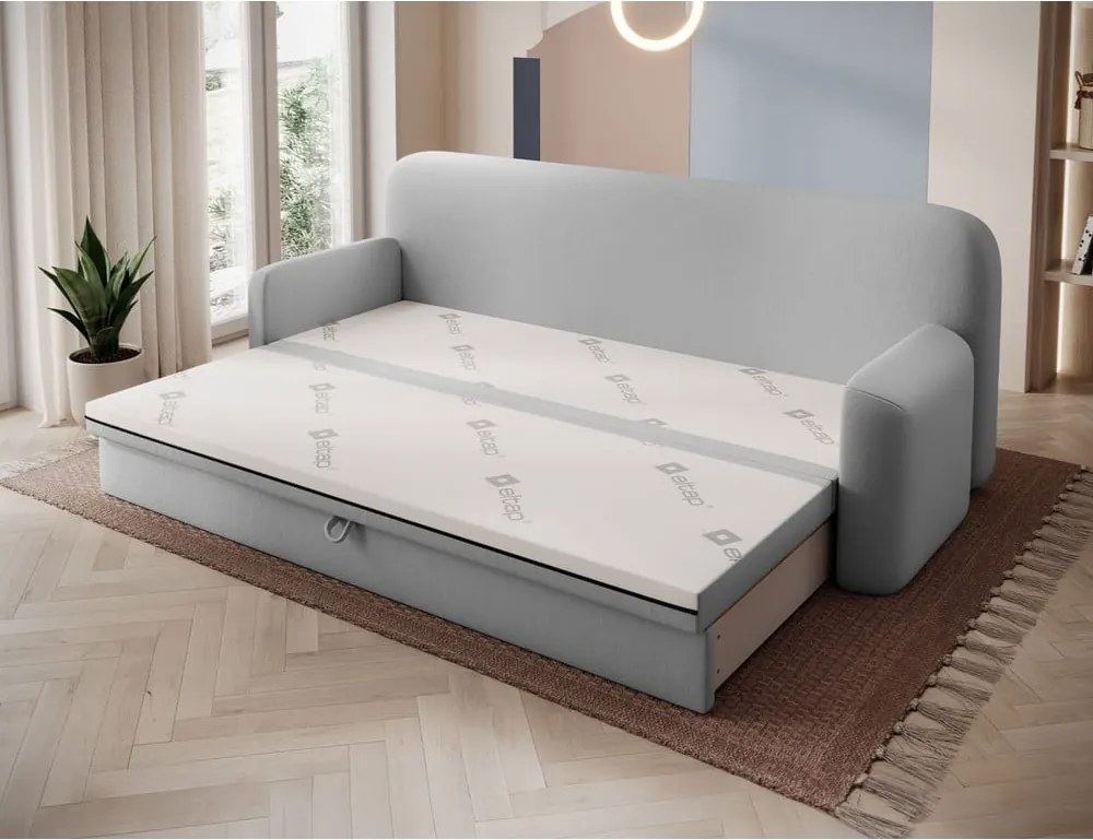 Светлосив кадифен разтегателен диван с място за съхранение 236 cm Elioss – ELTAP