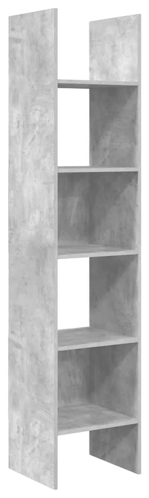 803402 vidaXL Библиотека, бетонно сива, 40x35x180 см, инженерно дърво