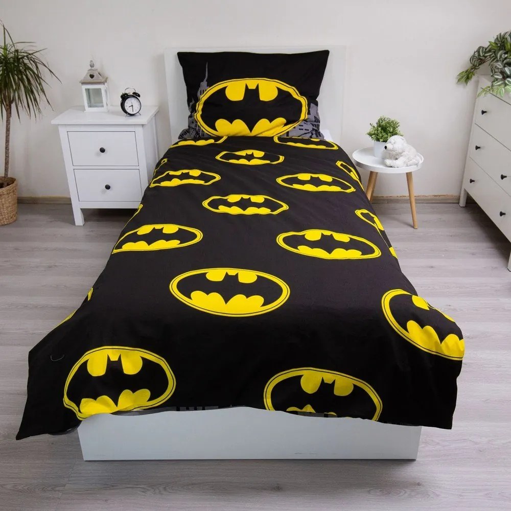 Единично памучно детско спално бельо 140x200 cm Batman "The Emblem" – Jerry Fabrics