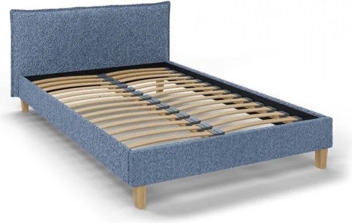 Синьо тапицирано двойно легло с решетка 140x200 cm Tina - Ropez