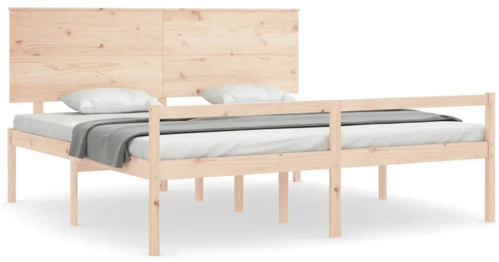 3195501 vidaXL Легло за възрастни с табла, 200x200 см, масивно дърво