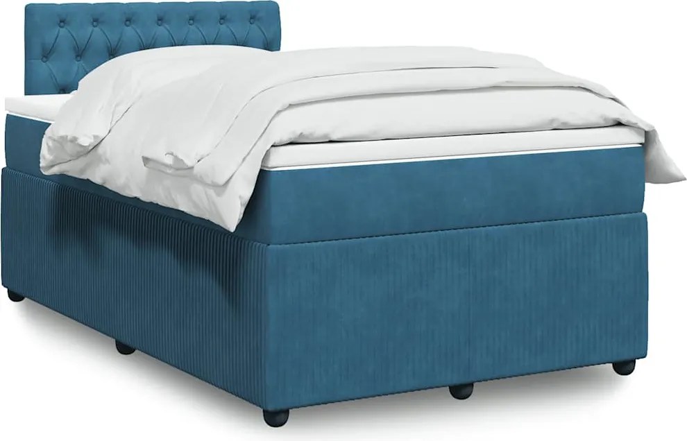 3290020 vidaXL Боксспринг легло с матрак, синьо, 120x200 см, кадифе