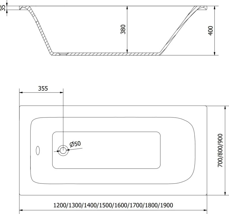 Mexen Vega правоъгълна вана 150 x 70 см с обшивка, бяла - 55011507000X