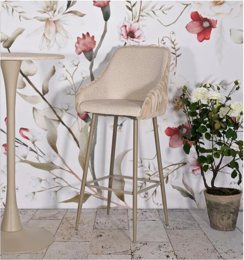 Кремави тапицирани бар столове в комплект с подлакътници 2 бр. (височина на седалката 78 cm) Alaska – Mauro Ferretti