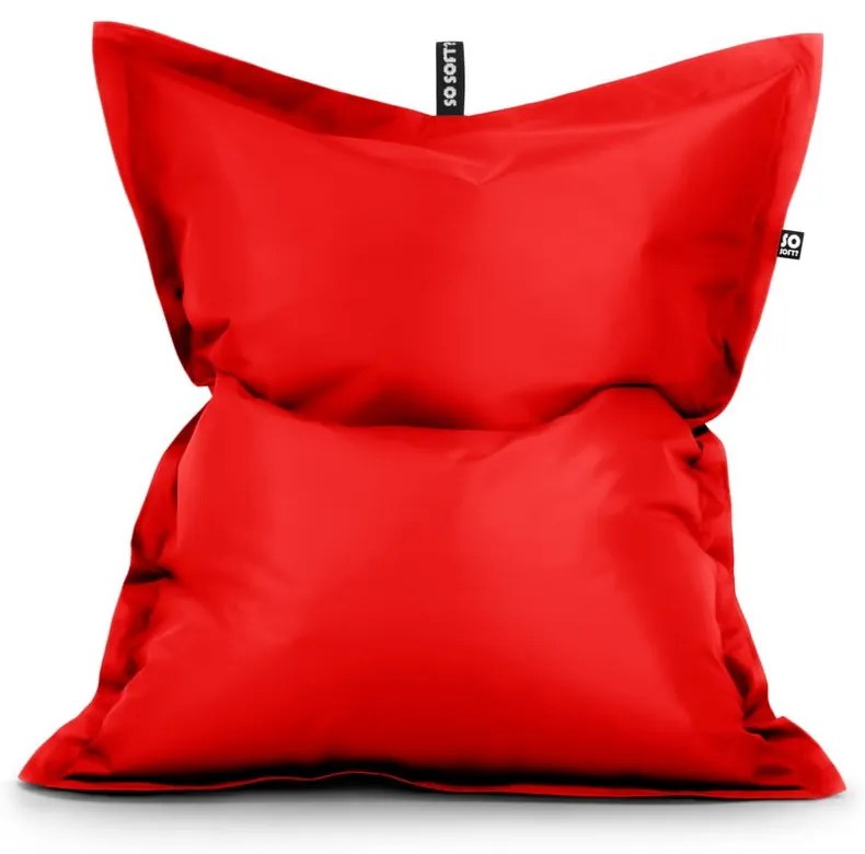 Червен детски пуф от изкуствена кожа Pad M – So Soft?