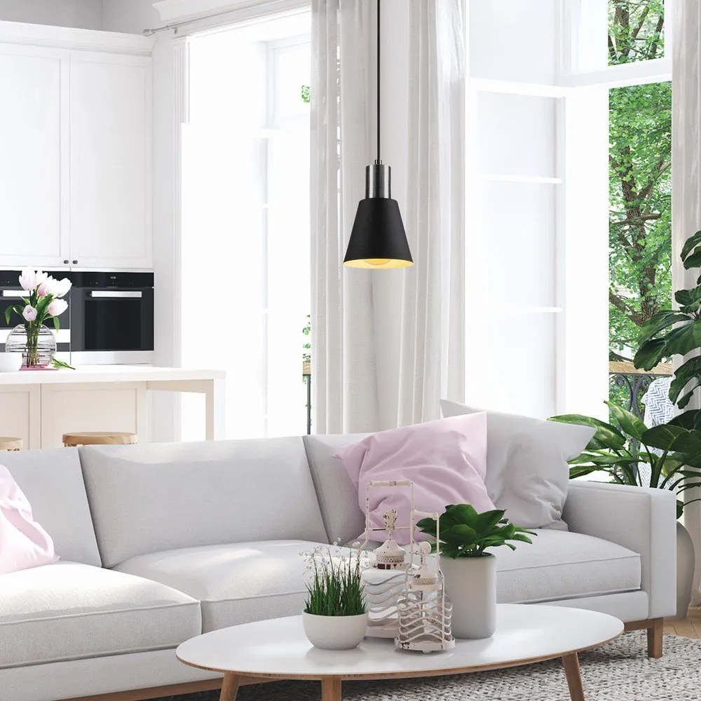 Черно висящо осветително тяло ø 14 cm Kem – Opviq lights