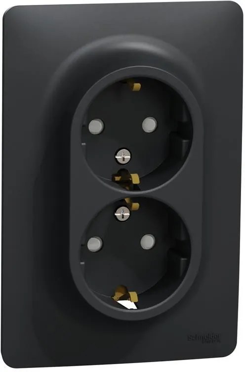 SE Контакт шуко двоен моноблок цвят Антрацит Unica  - NU206754