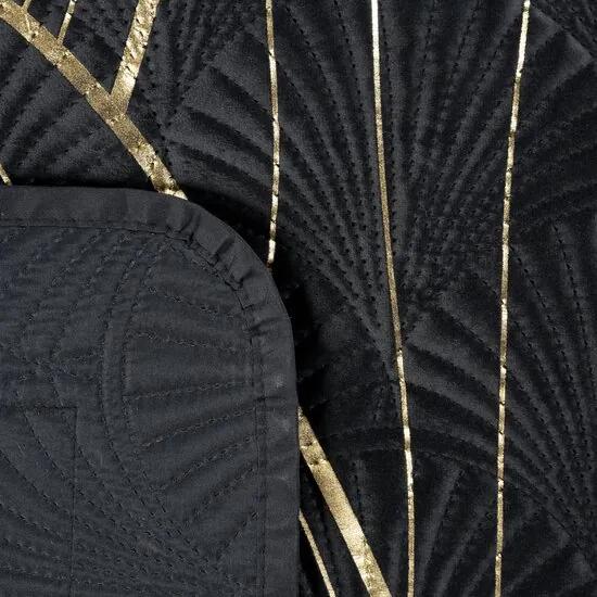 Дизайнерска покривка за легло LOTOS черна със златен мотив