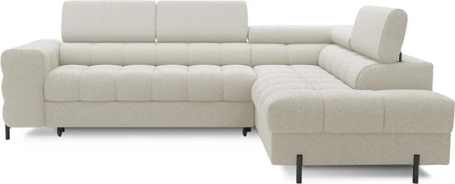 Кремав разтегателен ъглов диван с място за съхранение от букле (десен ъгъл L форма) Ferucce – ELTAP