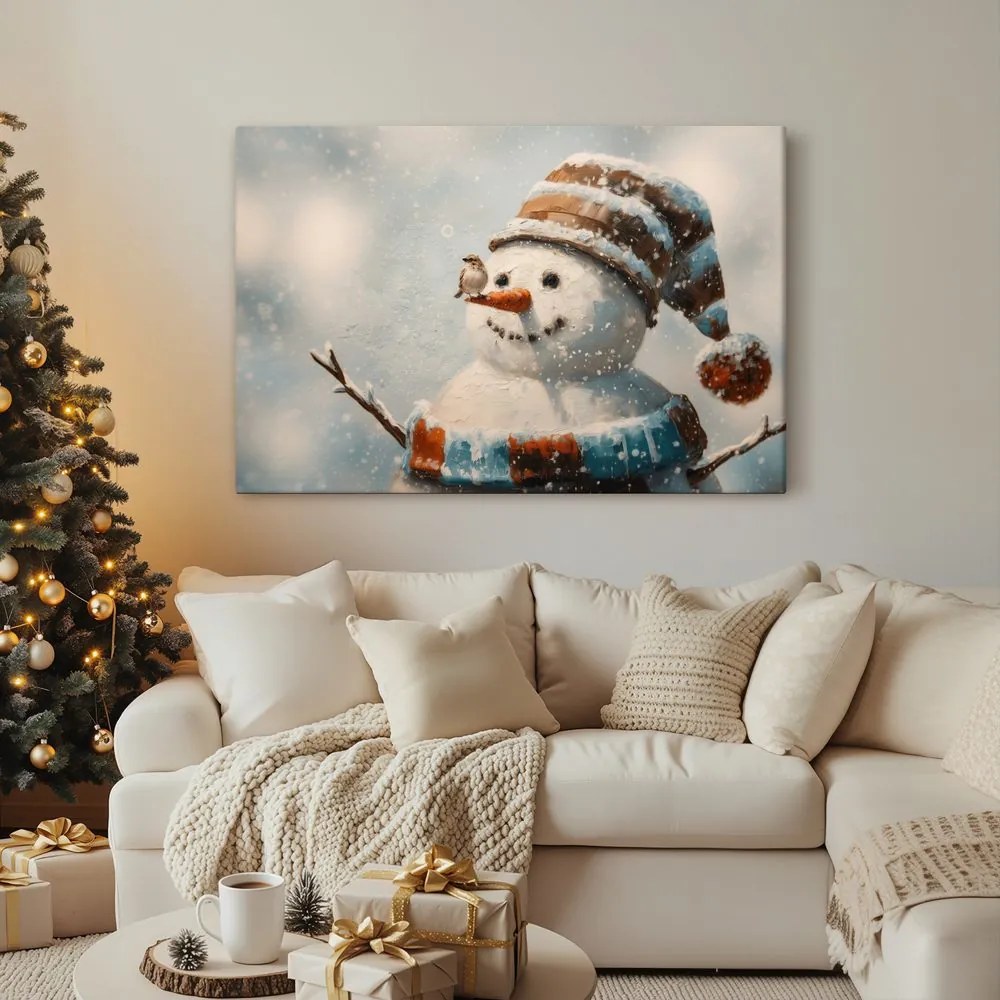 Картина на платно Коледна – Радостен снежен човек