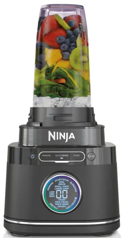 Блендер 3в1 Ninja TB401EU, 1200W, 2.1 л, 10 скорости + режими, Таймер, LED, BlendSense технология, Без BPA, Черен