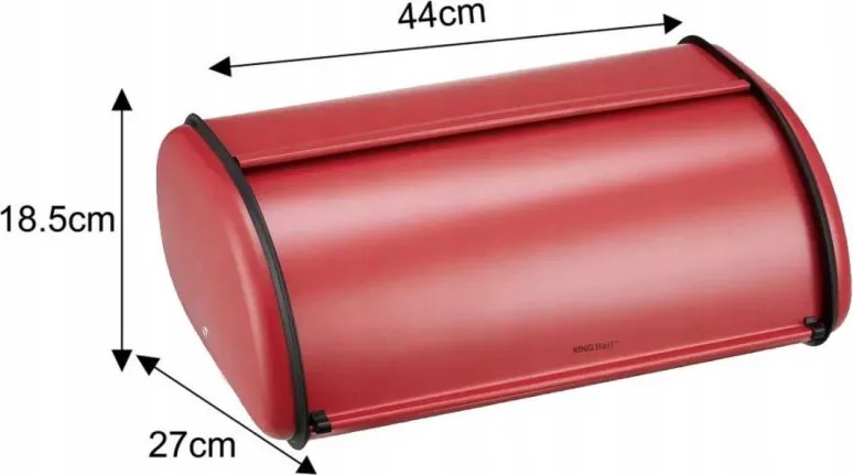 Кутия за хляб Kinghoff KH 1865, 44 см, Лека и здрава конструкция, Стомана, Червен