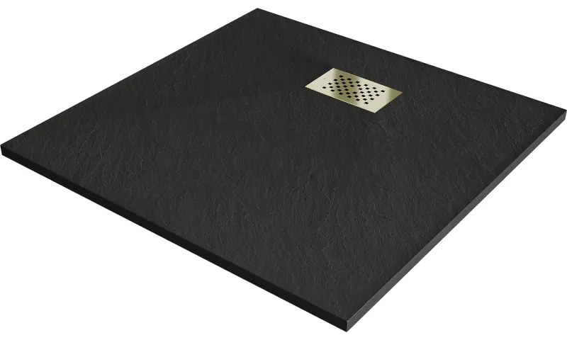 Mexen Hugo квадратен душ подложка SMC 70 x 70 см, черен, златен капак - 42707070-G