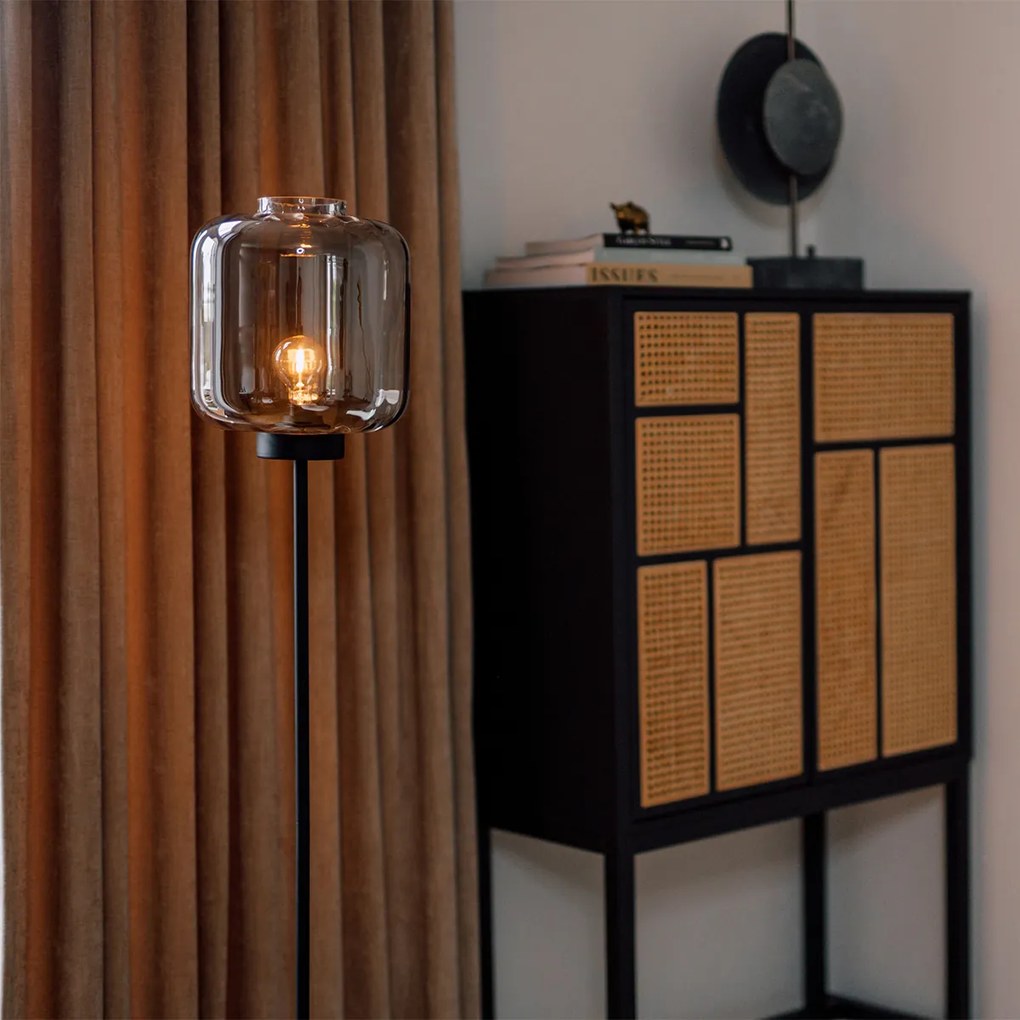 Интелигентен подов аплик черен с опушено стъкло с WiFi ST64 - Qara