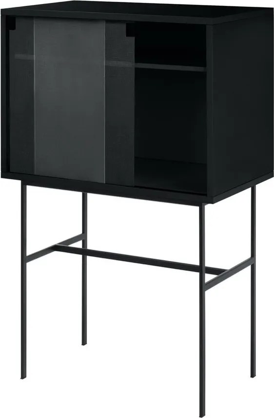 Черна витрина с плъзгащи се врати 70x109x40 cm Lekko – noo.ma