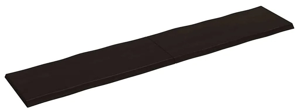 364046 vidaXL Плот за маса тъмнокафяв 200x40x(2-4) см обработен масивен дъб