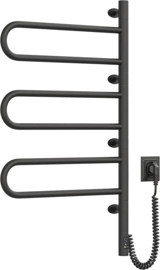 Електрически въртящ се сушилник за кърпи FOUETTE с термостат, 100 W, 80 x 49 cm, черен