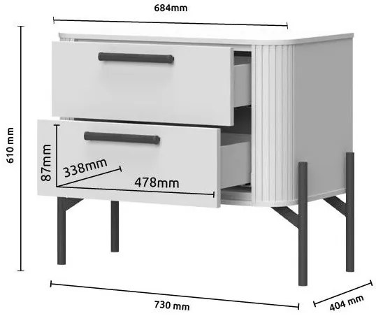 Нощно Шкафче Дъчес 2D