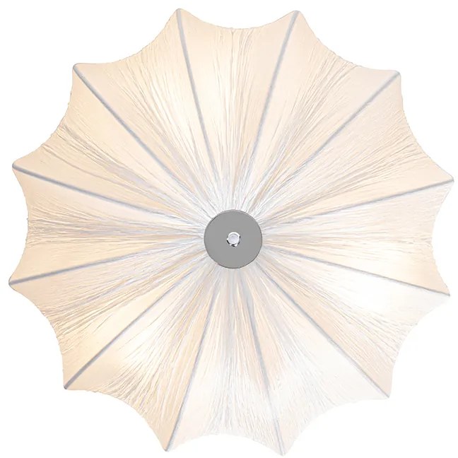 Дизайнерски таванен аплик бял копринен 52 см 3-светлина - Plu