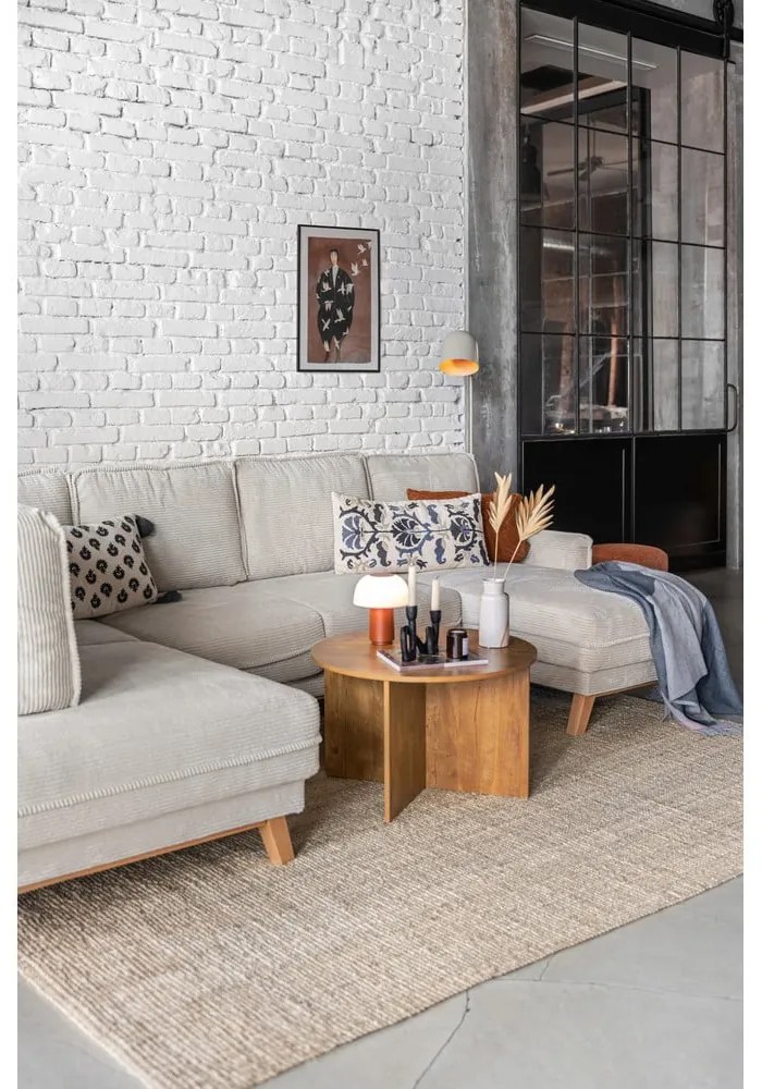 Сив сгъваем ъглов диван от рипсено кадифе (десен ъгъл/"U" форма) Tori – Bonami Selection