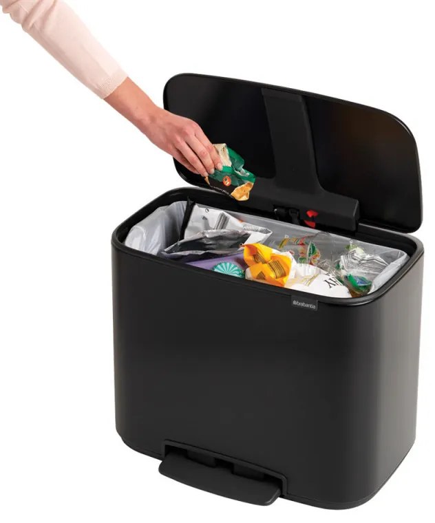 Кош за боклук Brabantia Bo Pedal 1000236, 36 л, Леко затваряне, Противоплъзгаща основа, Устойчив на пръстови отпечатъци, Черен