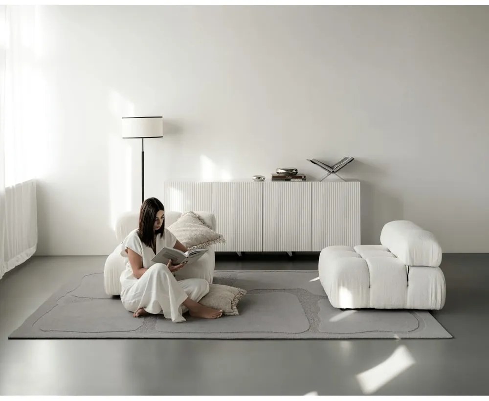 Сив вълнен килим 200x300 cm Morphic Organica – Agnella