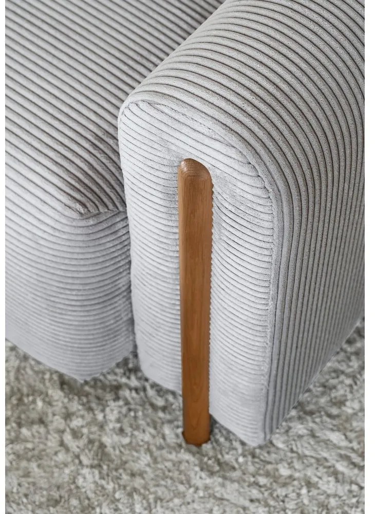 Сив разтегателен диван с място за съхранение от рипсено кадифе 244 cm Arcadova – ELTAP