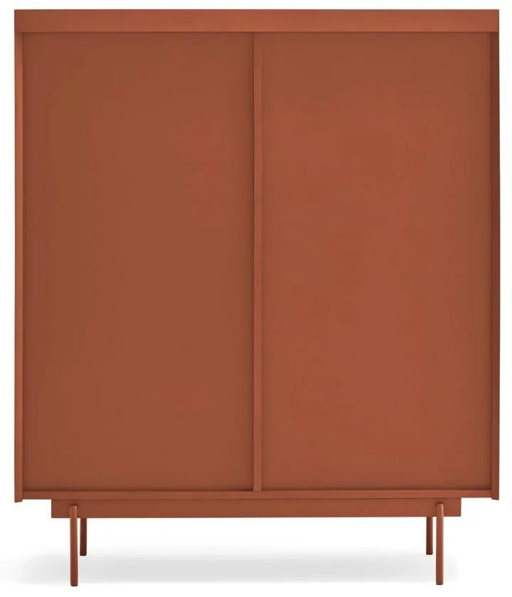 Висок скрин с чекмеджета в цвят тухла и естествен дъб 100x120 cm Otto - Teulat