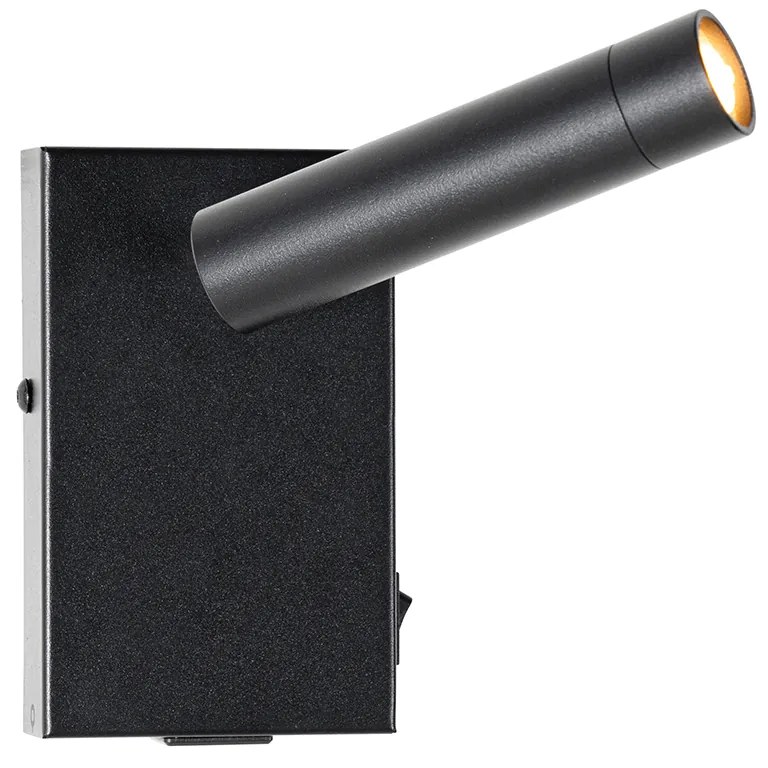 Модерна стенна лампа черна с регулируем USB - Croft