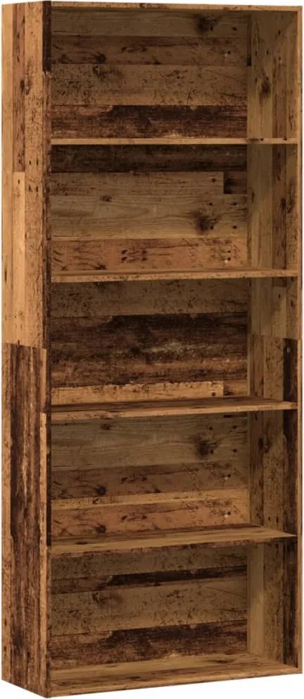 3314676 vidaXL Шкаф библиотека, старо дърво, 80x30x189 см, инженерно дърво