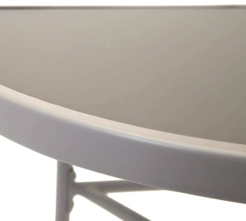 Полукръгла балконска маса бежова - стъкло с метална структура