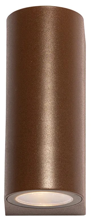 Външна стенна лампа ръждиво кафява пластмасова овална 2-светлина - Baleno