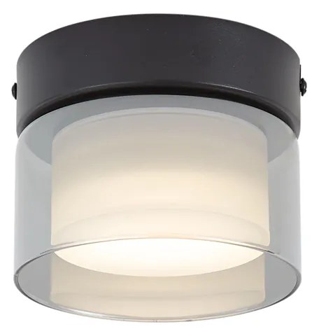 Модерна таванна лампа черна с димно стъкло - Puck