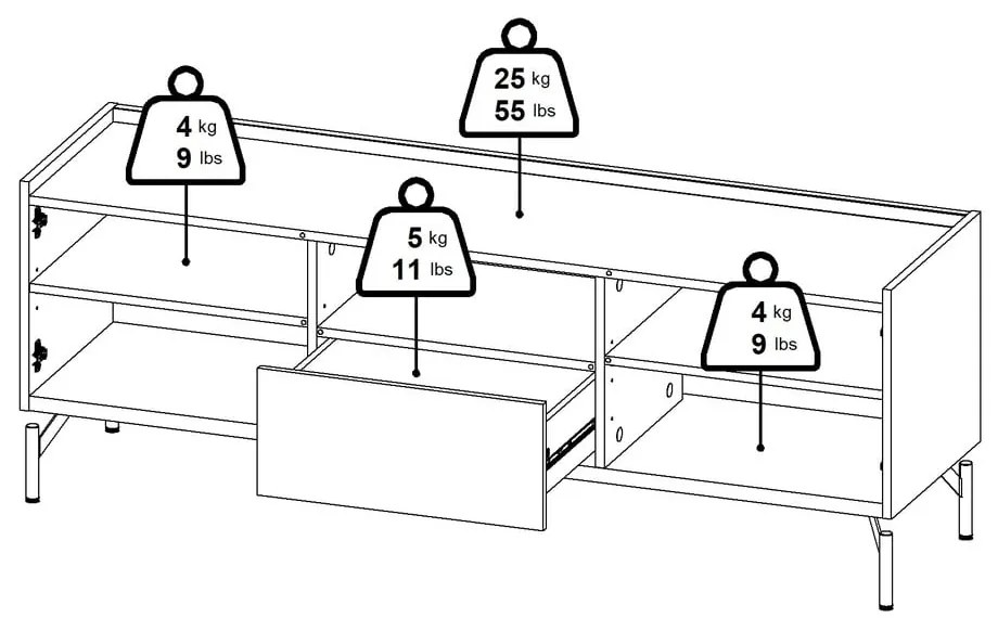 Кафява маса за телевизор от дъбов декор 147x54x41 cm Bergen – Tvilum