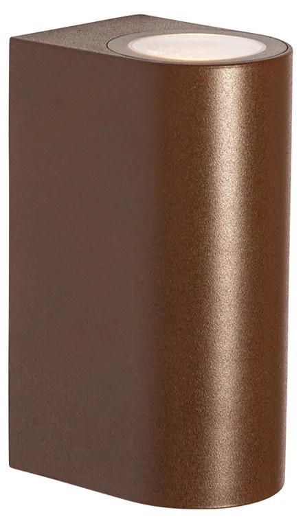 Външна стенна лампа ръждиво кафява пластмасова овална 2-светлина - Baleno