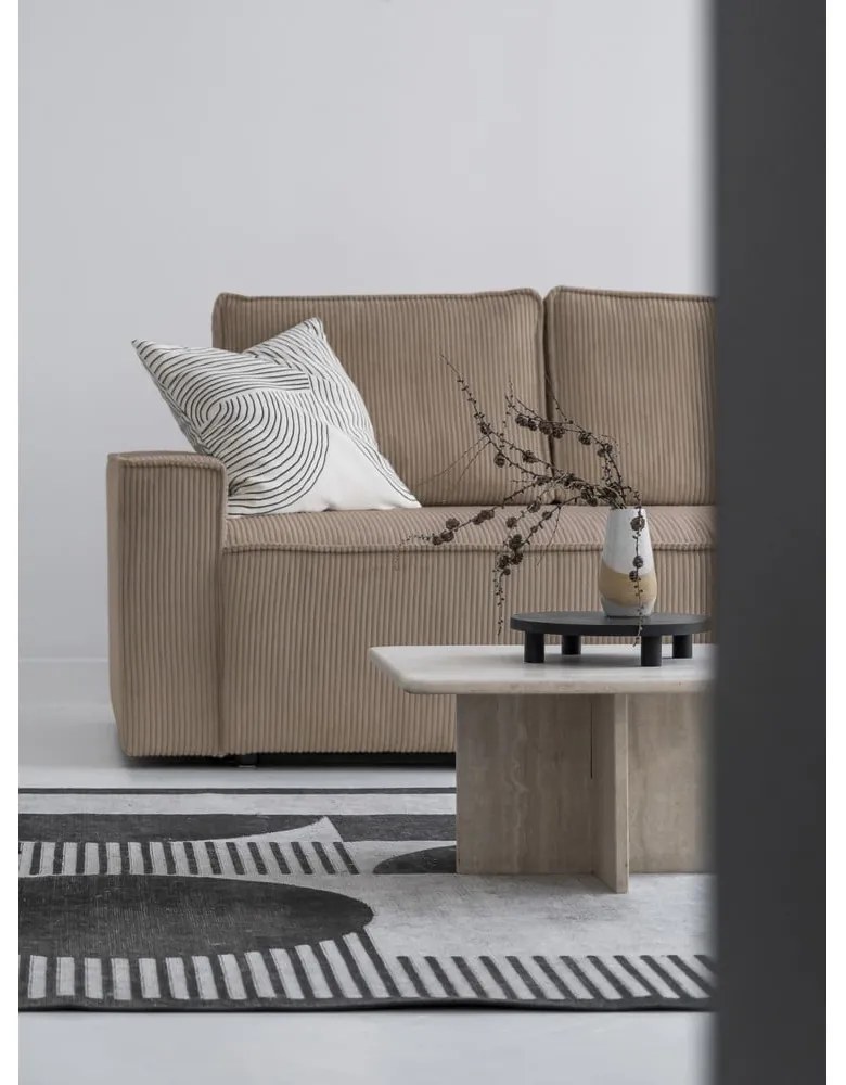 Бежов разтегателен ъглов диван от рипсено кадифе (ляв ъгъл) Brave Dave – Miuform