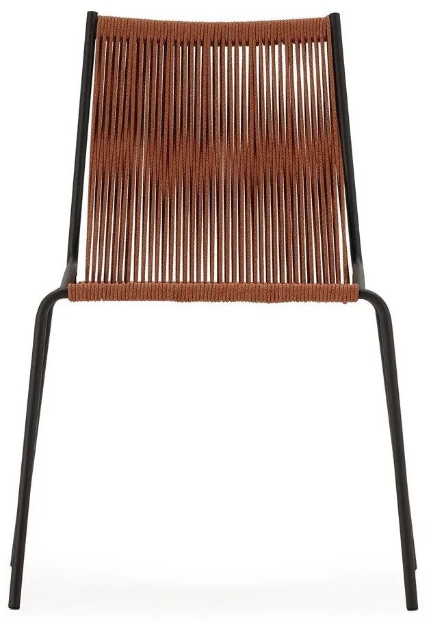 Теракотени метални трапезни столове в комплект за подреждане 2 бр. Emily – Marckeric