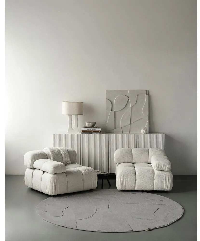 Сив вълнен кръгъл килим ø 160 cm Morphic Botanica – Agnella